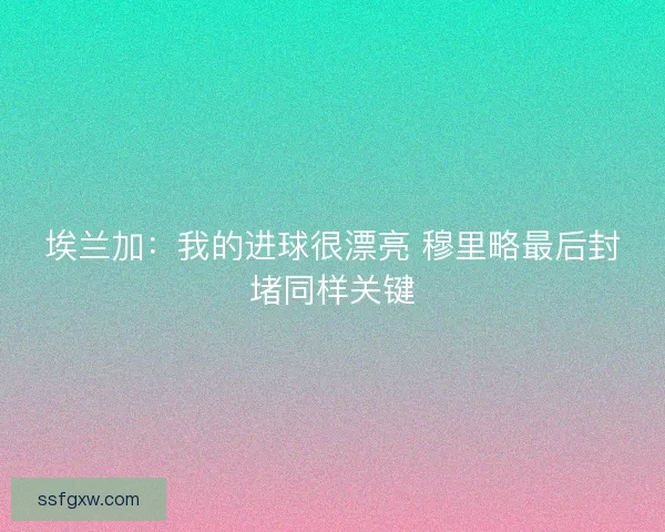 埃兰加：我的进球很漂亮 穆里略最后封堵同样关键